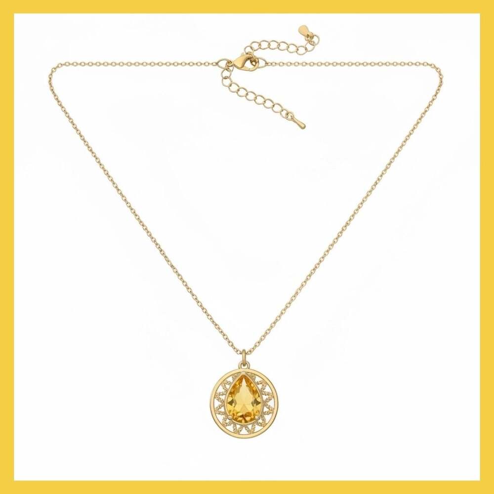 PCH Circle of Life Crystal November Birthstone Gold-Tone Pendant Necklace